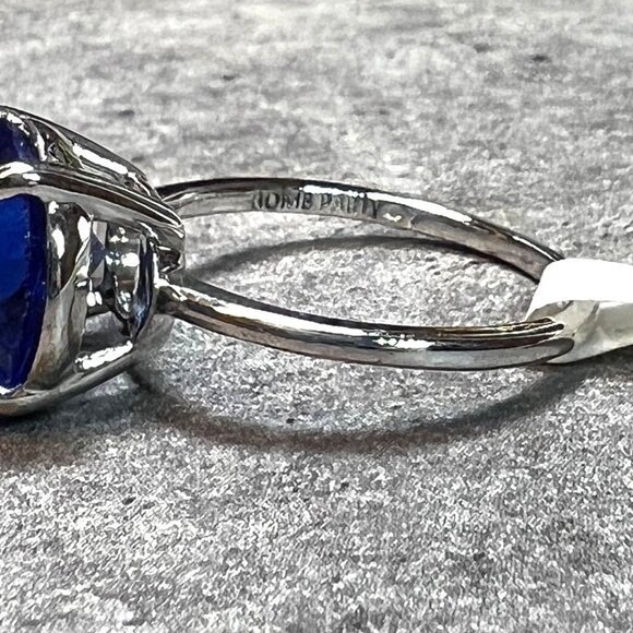 Ring Bomb Party Ring,  size 7, Blue stone silver color band - Picture 3 of 6